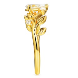 Pierścionek z żółtego złota z diamentami laboratoryjnymi w szlifie gruszkowym - motyw kwiatowy (R102008 Y LGD 0,52ct): 15 - zdjęcie: 4