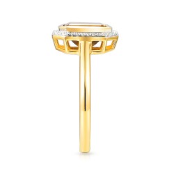 Pierścionek z żółtego złota z kwarcem dymnym w szlifie emerald i diamentami (R97349 Y SQ): 15 - zdjęcie: 5