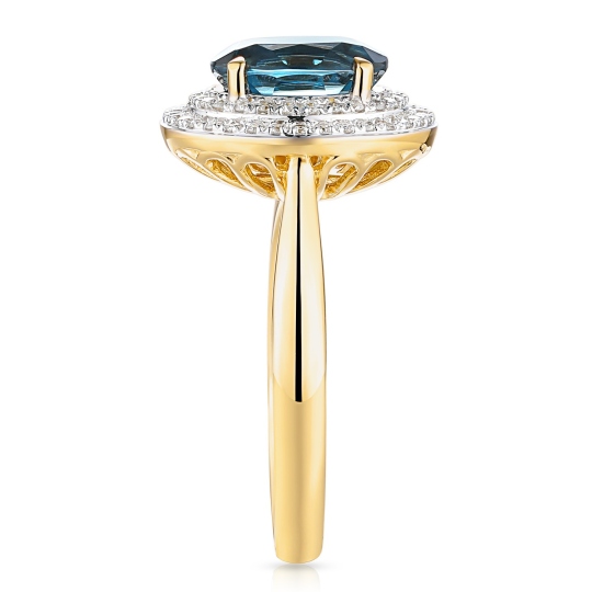 Pierścionek z żółtego złota z london blue topazem i diamentami (R60405 Y LBT): 10