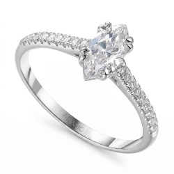 Pierścionek z białego złota z diamentami laboratoryjnymi - szlif markiza - 0,50 ct (R103514 W LGD 0,54ct): 10 - zdjęcie: 2
