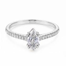 Pierścionek z białego złota z diamentami laboratoryjnymi - szlif markiza - 0,50 ct (R103514 W LGD 0,54ct): 10 - zdjęcie: 3