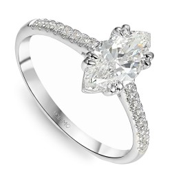 Pierścionek z białego złota z diamentami laboratoryjnymi - szlif markiza - 1,00 ct (R103514 W LGD 1,05ct): 10 - zdjęcie: 2