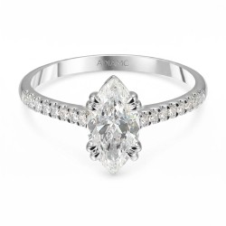 Pierścionek z białego złota z diamentami laboratoryjnymi - szlif markiza - 1,00 ct (R103514 W LGD 1,05ct): 10 - zdjęcie: 3