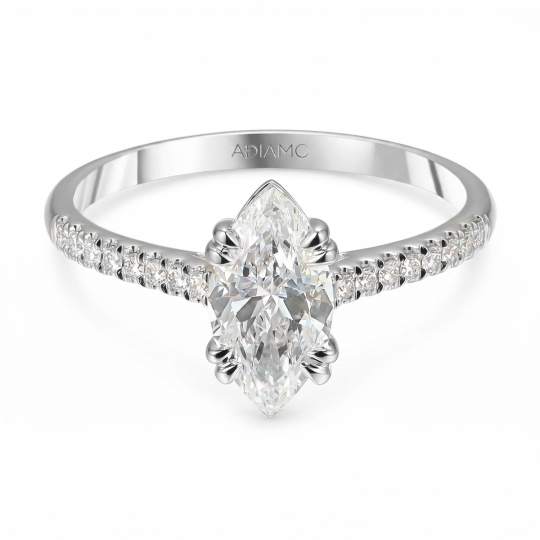 Pierścionek z białego złota z diamentami laboratoryjnymi - szlif markiza - 1,00 ct (R103514 W LGD 1,05ct): 10