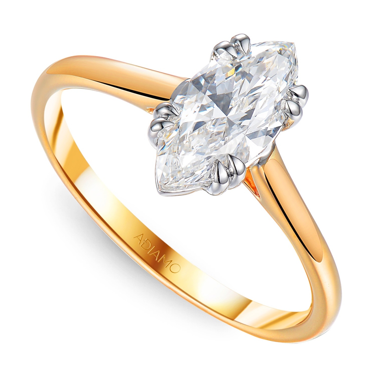 Pierścionek z żółtego złota z diamentem laboratoryjnym - szlif markiza - 1,00 ct (R103515 YW LGD 1,05ct): 10