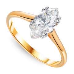 Pierścionek z żółtego złota z diamentem laboratoryjnym - szlif markiza - 1,00 ct (R103515 YW LGD 1,05ct)