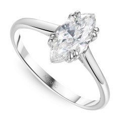 Pierścionek z białego złota z diamentem laboratoryjnym - szlif markiza - 1,00 ct (R103515 W LGD 1,04ct)