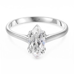 Pierścionek z białego złota z diamentem laboratoryjnym - szlif markiza - 1,00 ct (R103515 W LGD 1,04ct): 10 - zdjęcie: 3