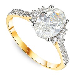 Pierścionek z dwukolorowego złota z diamentami laboratoryjnymi - 1,53 ct (R103858 YW LGD 1,53ct)