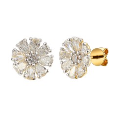 Kolczyki z żółtego złota z diamentami laboratoryjnymi w szlifie gruszkowym - 1,63ct - sztyft (E102657 Y S LGD 0,12ct)
