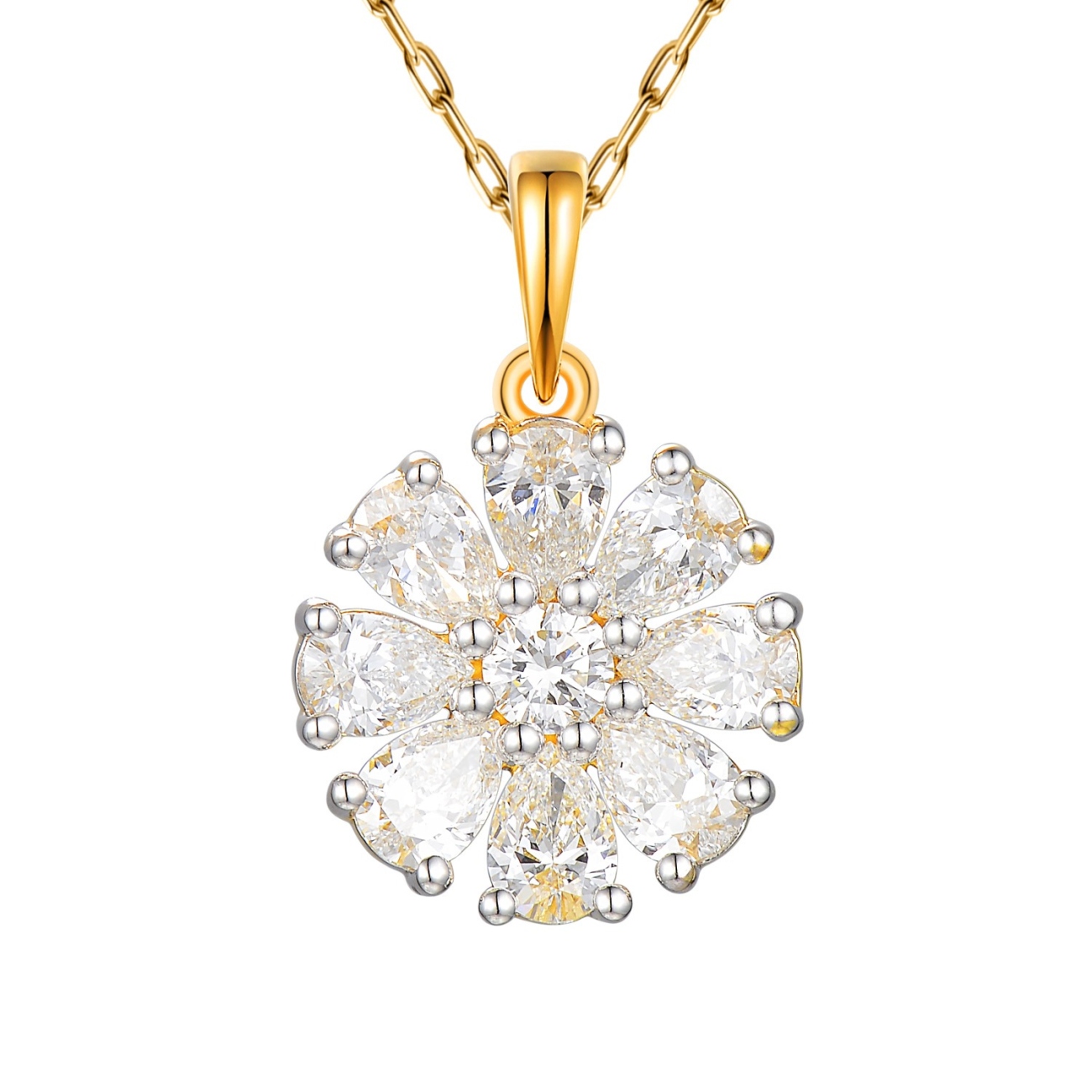 Zawieszka z żółtego złota z diamentami laboratoryjnymi w szlifie gruszkowym - 1,31 ct (P102657 Y LGD 0,12ct)