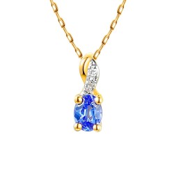 Zawieszka z żółtego złota z tanzanitem w szlifie owalnym i diamenami (P82444 Y T) - zdjęcie: 2