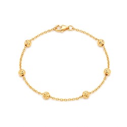 Bransoletka z żółtego złota z diamentowanymi kuleczkami - (B26048 Y) - zdjęcie: 2