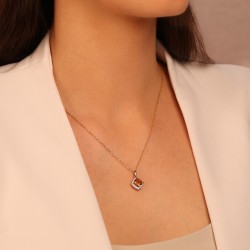 Zawieszka z żółtego złota z cytrynem w szlifie poduszkowym i diamentami zakutymi dookoła (P93169 Y CT) - zdjęcie: 3