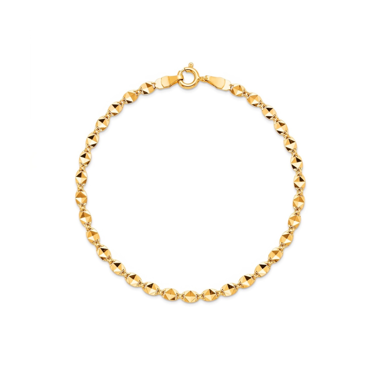 Bransoletka z żółtego złota - diamentowane kwadraciki - 18 cm - 1,20 g  (B26009 Y)