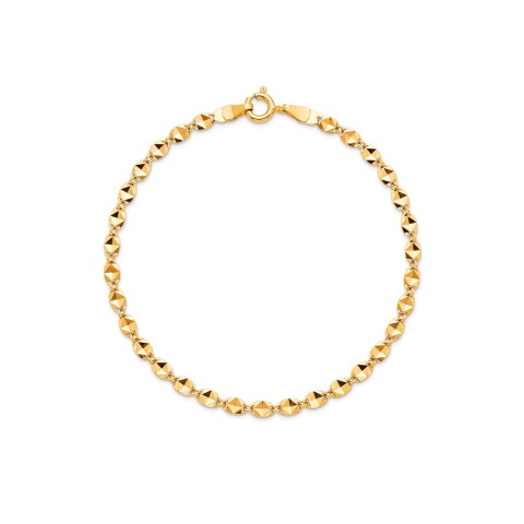 Bransoletka z żółtego złota - diamentowane kwadraciki - 18 cm - 1,20 g  (B26009 Y)