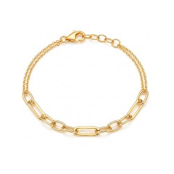 Bransoletka z żółtego złota z podwórjnym łańcuszkiem - 18,5 cm - 2,88 g  (B26052 Y) - zdjęcie: 2