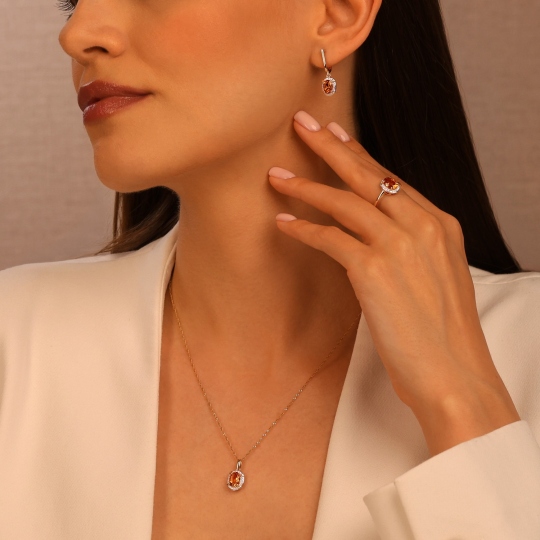 Pierścionek z żółtego złota z cytrynem w szlifie owalnym i diamentami (R93168 Y CT): 15