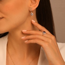 Pierścionek z żółtego złota z kwarcem dymnym w szlifie poduszkowym i diamentami (R93169 Y SQ): 15 - zdjęcie: 7