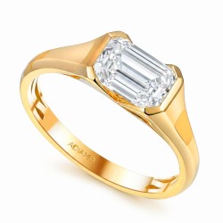 Sygnet z żółtego złota z diamentem laboratoryjnym w szlifie szmaragdowym - 2,00 ct (R97667 YW LGD 2,06ct): 10 - zdjęcie: 2