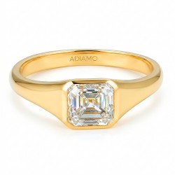 Sygnet z żółtego złota z diamentem laboratoryjnym w szlifie szmaragdowym - 1,50 ct (R97673 YW LGD 1,50ct): 10 - zdjęcie: 4