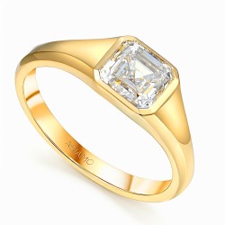 Sygnet z żółtego złota z diamentem laboratoryjnym w szlifie szmaragdowym - 1,50 ct (R97673 YW LGD 1,50ct): 10 - zdjęcie: 2