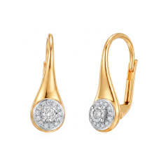 Kolczyki z dwukolorowego złota z diamentami - pr. 375 - patentka (E63451 YW P 375 0,08ct)