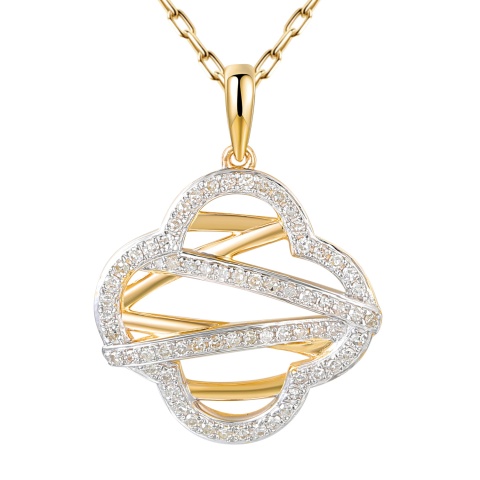 Zawieszka z żółtego złota z diamentami - koniczyna - 0,26 ct (P100448 Y)