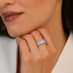 Pierścionek z żółtego złota z diamentami laboratoryjnymi w szlifach bagietowych i brylantowych (R102593 Y LGD): 10 - zdjęcie: 3