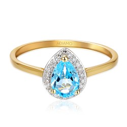 Pierścionek z blue topazem i diamentami (R62902 Y BT) - zdjęcie: 3