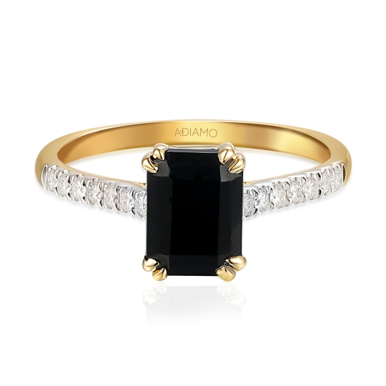 Pierścionek z czarnym agatem i diamentami (R82483 Y BAG): 10