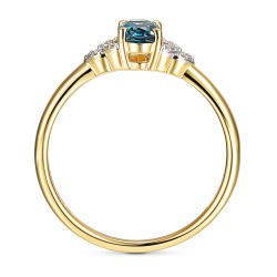 Pierścionek z london blue topazem w szlifie owalnym i diamentami (R59732 Y LBT): 11 - zdjęcie: 4