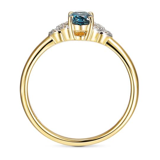 Pierścionek z london blue topazem w szlifie owalnym i diamentami (R59732 Y LBT): 11