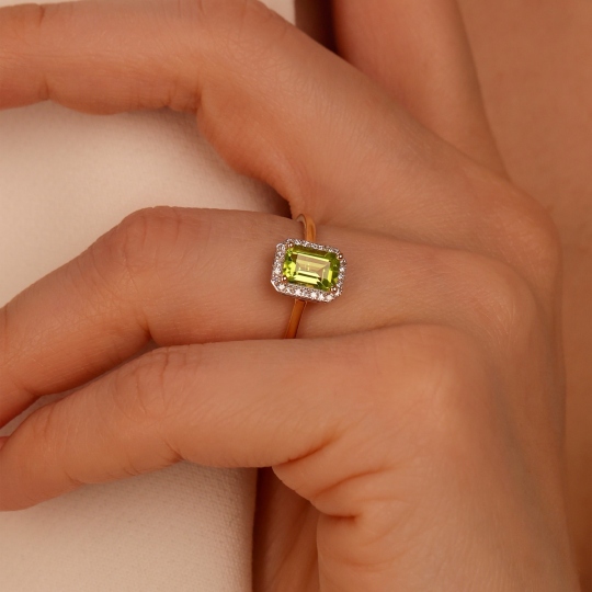 Pierścionek z perydotem i diamentami (R62904 Y PT) : 15