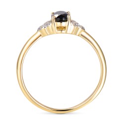 Pierścionek z żołtego złota z czarnym agatem w szlifie owalnym i diamentami (R59732 Y BAG): 10 - zdjęcie: 4