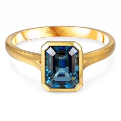 Pierścionek z żółtego złota z london blue topazem w szlifie szmaragdowym - 1,89 ct (R93955 Y LBT): 16 - zdjęcie: 4