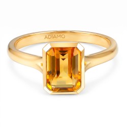 Pierścionek z żółtego złota z cytrynem w szlifie szmaragdowym - 1,55 ct (R93955 Y CT): 13 - zdjęcie: 4