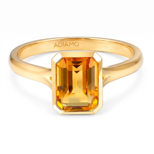 Pierścionek z żółtego złota z cytrynem w szlifie szmaragdowym - 1,55 ct (R93955 Y CT): 13