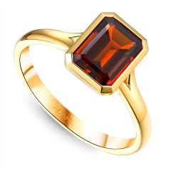 Pierścionek z żółtego złota z granatem w szlifie szmaragdowym - 1,54 ct (R93955 Y GT)