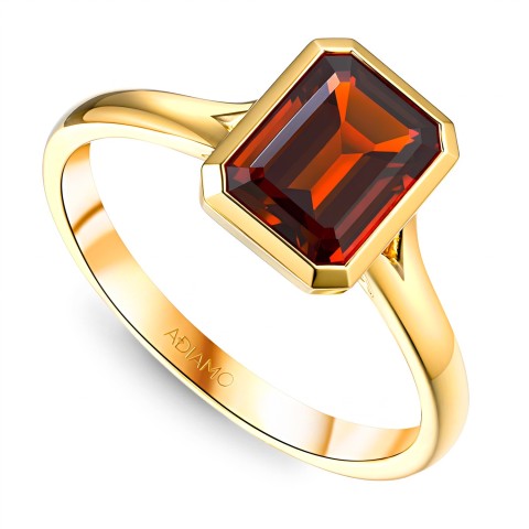 Pierścionek z żółtego złota z granatem w szlifie szmaragdowym - 1,54 ct (R93955 Y GT)