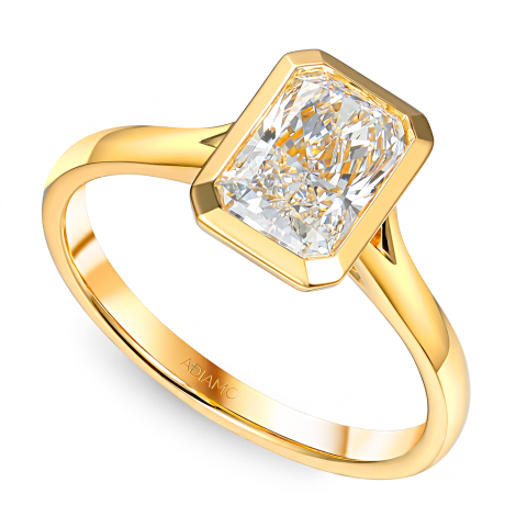Pierścionek z żółtego złota z diamentem laboratoryjnym w szlifie radiant - 1,50 ct (R93955 Y LGD 1,50ct)