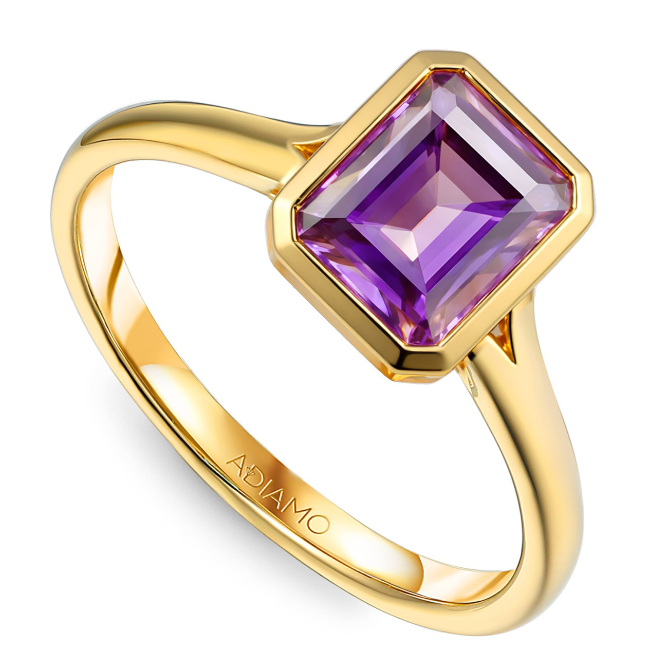 Pierścionek z żółtego złota z ametystem w szlifie szmaragdowym - 1,54 ct (R93955 Y AM): 15
