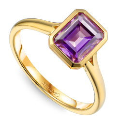 Pierścionek z żółtego złota z ametystem w szlifie szmaragdowym - 1,54 ct (R93955 Y AM): 15 - zdjęcie: 2