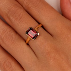 Pierścionek z żółtego złota z granatem w szlifie szmaragdowym - 1,54 ct (R93955 Y GT): 14 - zdjęcie: 6