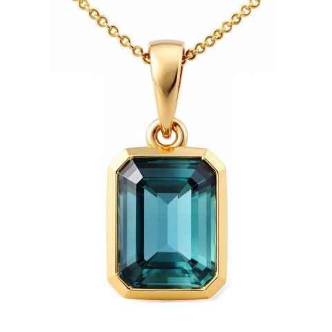 Zawieszka z żółtego złota z london blue topazem w szlifie szmargdowym - 1,93 ct (P93955 Y LBT)