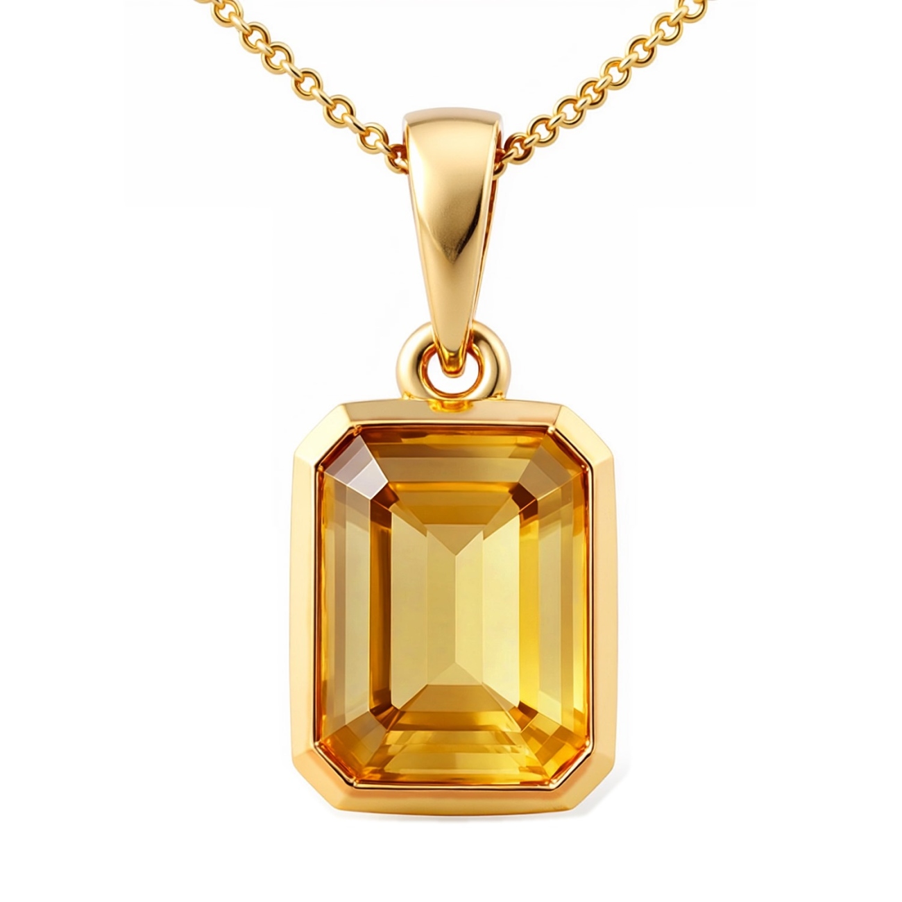 Zawieszka z żółtego złota z cytrynem w szlifie szmargdowym - 1,47 ct (P93955 Y CT)