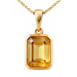 Zawieszka z żółtego złota z cytrynem w szlifie szmargdowym - 1,47 ct (P93955 Y CT) - zdjęcie: 2