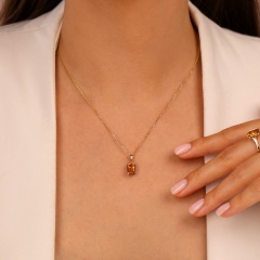 Zawieszka z żółtego złota z cytrynem w szlifie szmargdowym - 1,47 ct (P93955 Y CT)