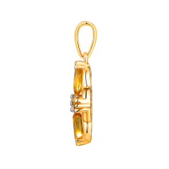 Zawieszka z żółtego złota z cytrynami i diamentem - kwiat (P98901 Y CT)