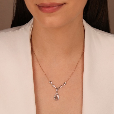 Naszyjnik z żółtego złota - spirala z diamentami (N03100 Y)